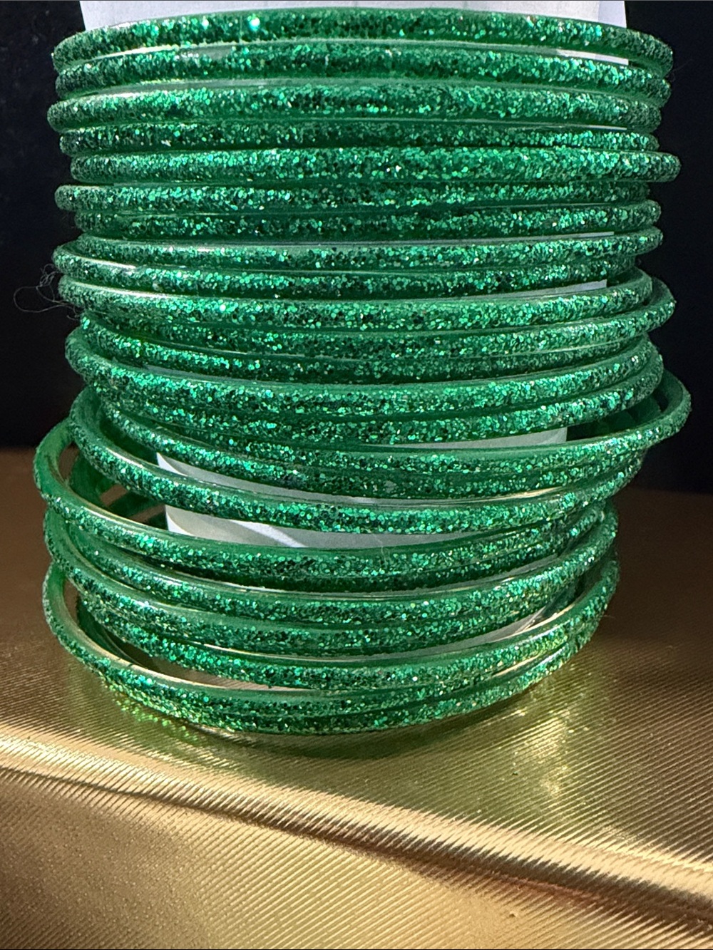 Green Glitter Bangle Stack